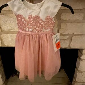 Elegant Pink Kids Dress with Floral Lace